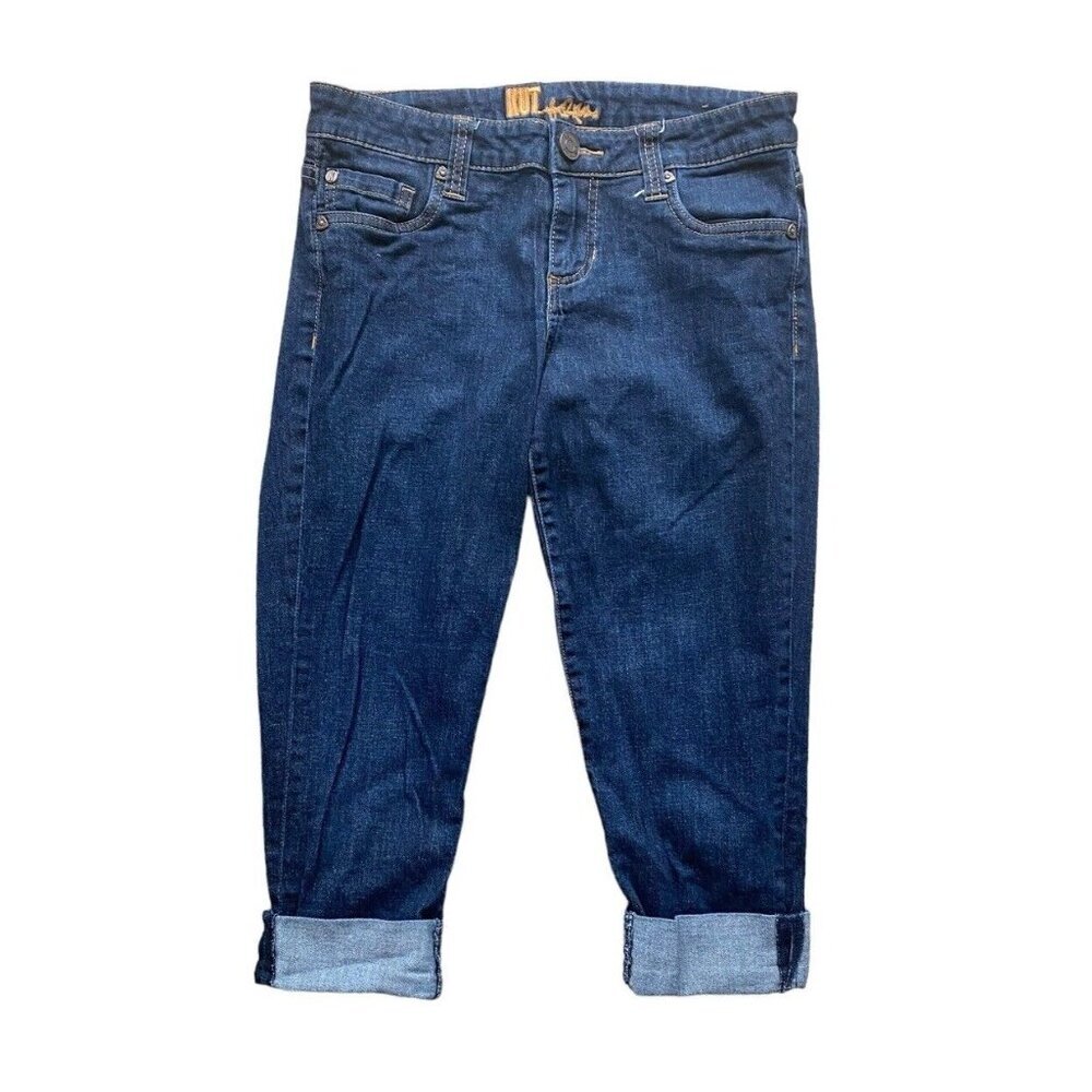 KUT‎ from the Kloth Cuffed Ankle Straight Leg Capri Crop Pant Dark Wash Jeans 2